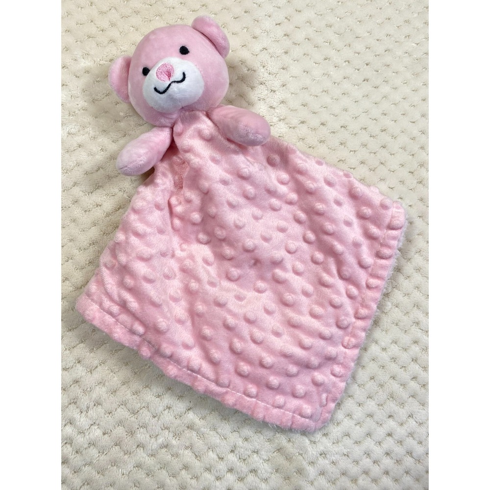 Little Beginnings Baby Bear Plush Lovey Pink 15in Minky Security Blanket Toy